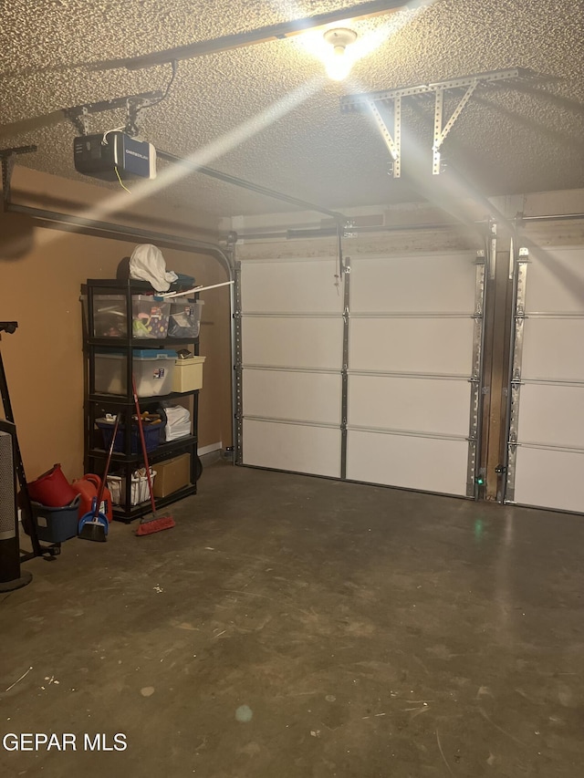 garage with a garage door opener