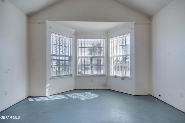 empty room with lofted ceiling