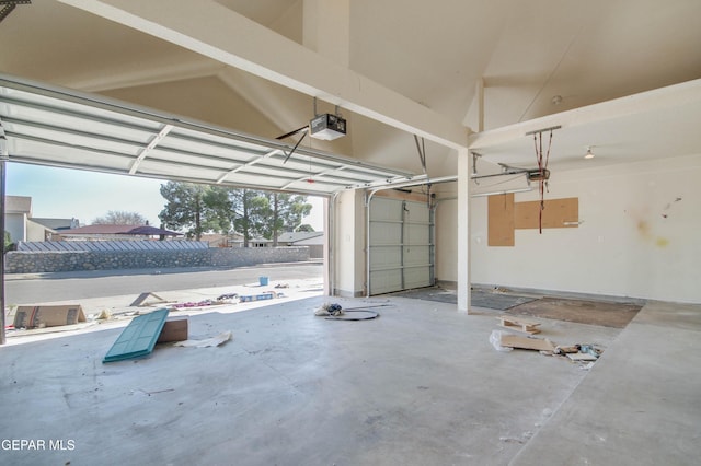 garage with a garage door opener