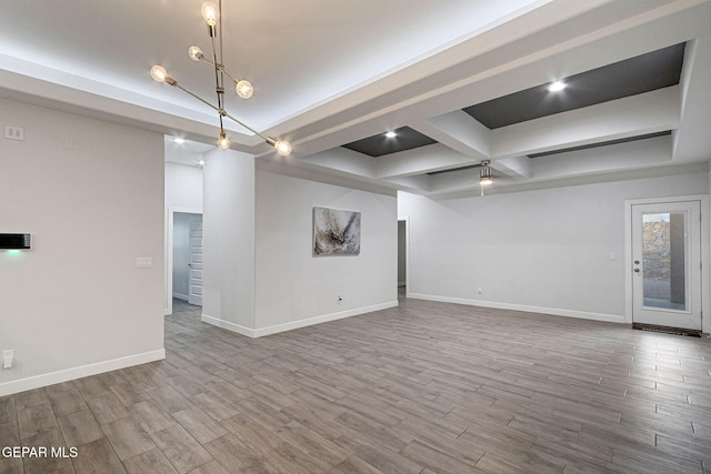 basement featuring a chandelier