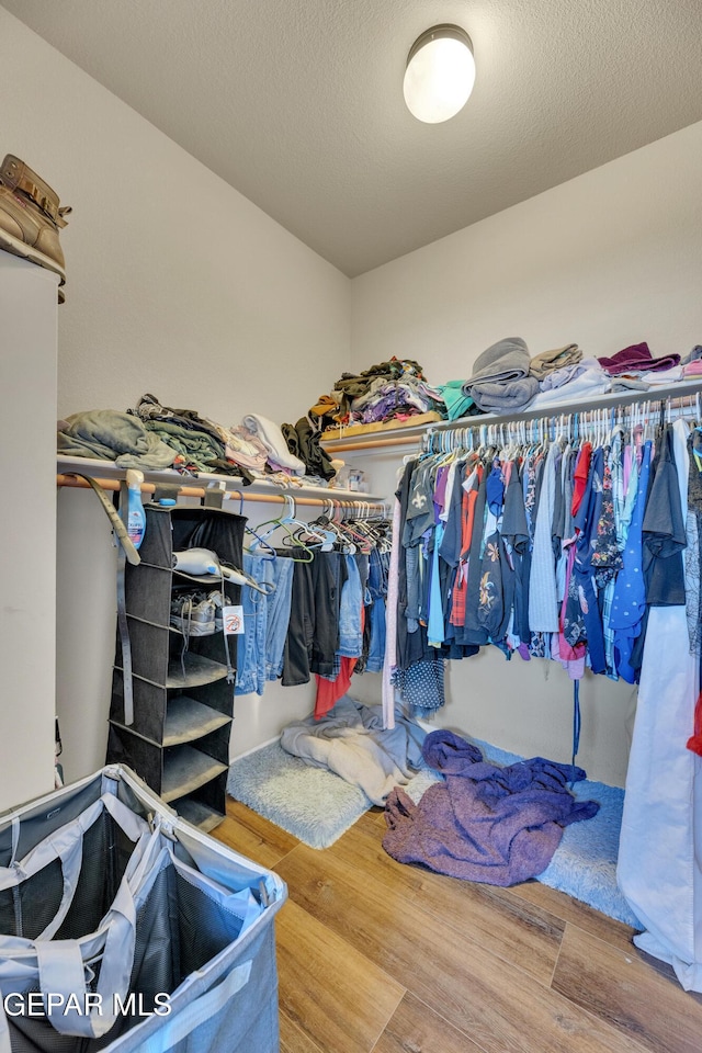 walk in closet featuring hardwood / wood-style floors