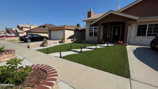 view of yard featuring a garage