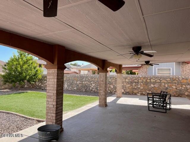 view of patio with ceiling fan