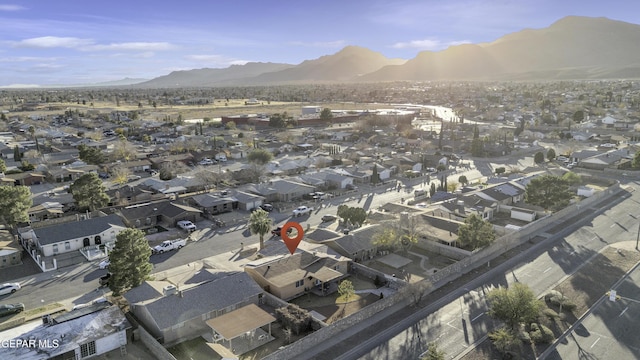 bird's eye view with a mountain view