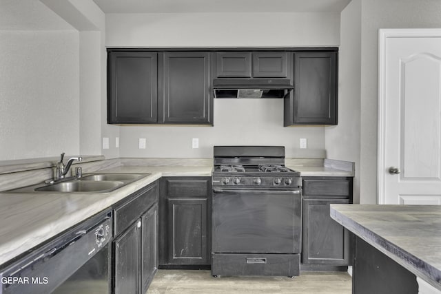 kitchen with sink and black appliances