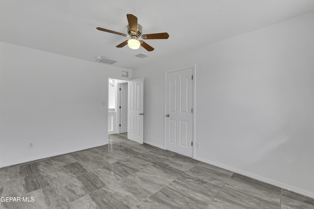 unfurnished bedroom with ceiling fan