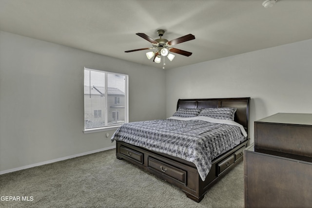 bedroom with carpet and ceiling fan