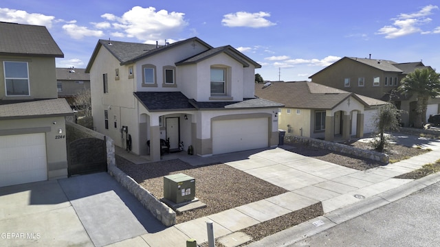 front facade with a garage