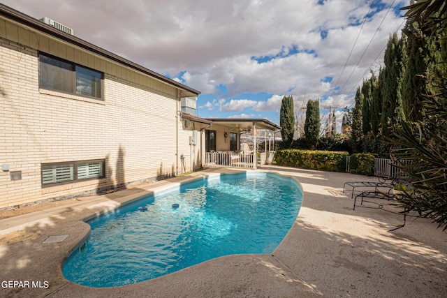 view of swimming pool with a patio