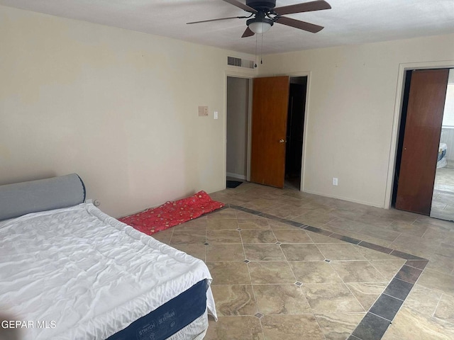 bedroom featuring ceiling fan