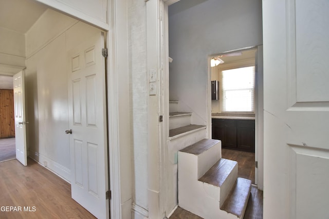 hallway featuring light wood-type flooring