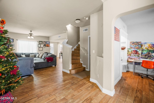 interior space with hardwood / wood-style flooring