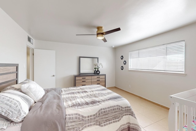 bedroom featuring ceiling fan