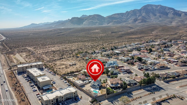 bird's eye view with a mountain view