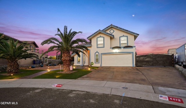 view of front of home with a garage