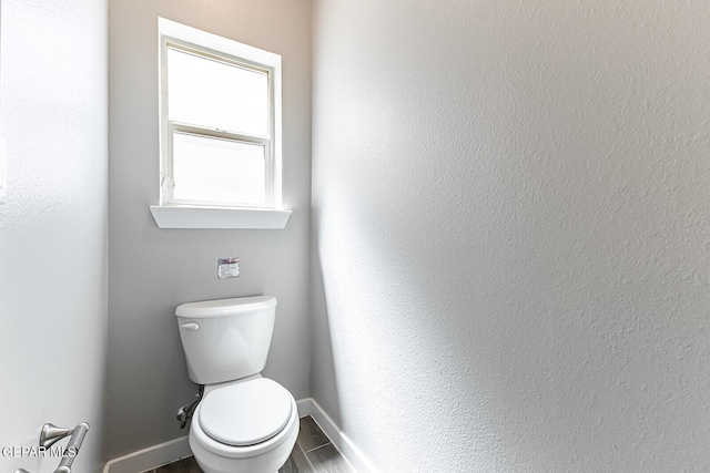 bathroom with wood-type flooring and toilet