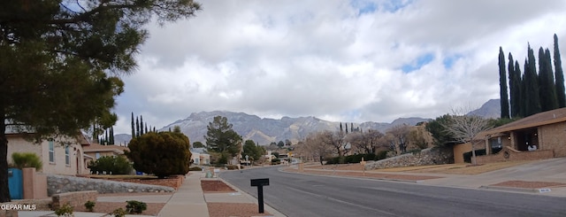 view of road with a mountain view