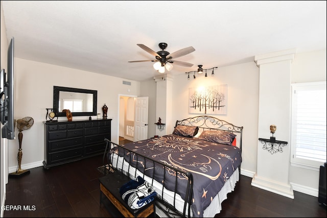 550 Shadow Willow Dr, El Paso, TX 79922 - bedroom featuring ceiling fan and dark hardwood / wood-style floors