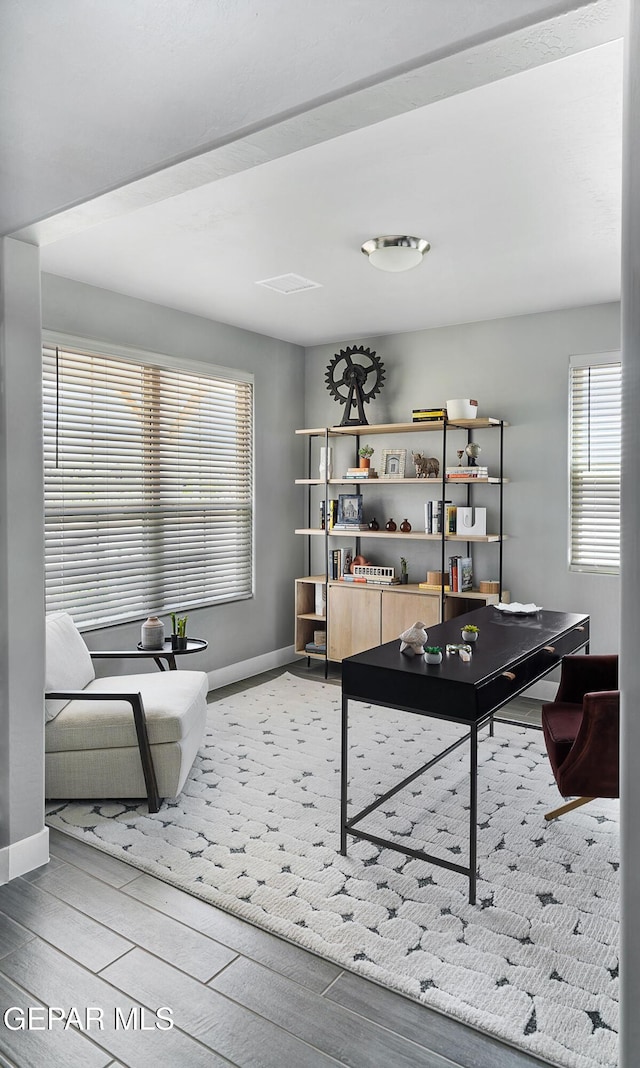 living room with hardwood / wood-style flooring