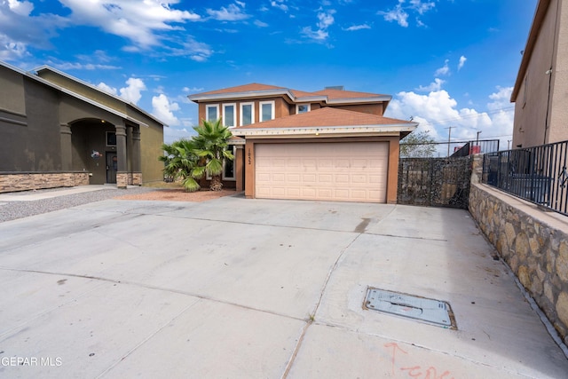 exterior space with a garage