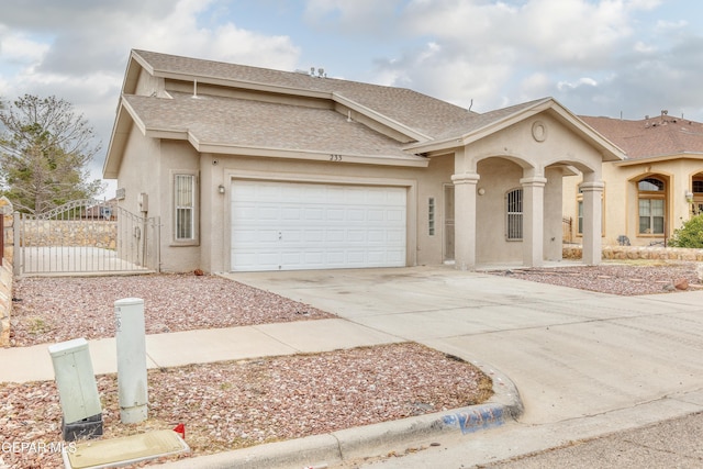 view of front of house with a garage