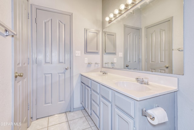 bathroom with tile patterned floors and vanity