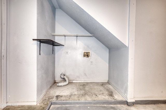 clothes washing area featuring electric dryer hookup and washer hookup