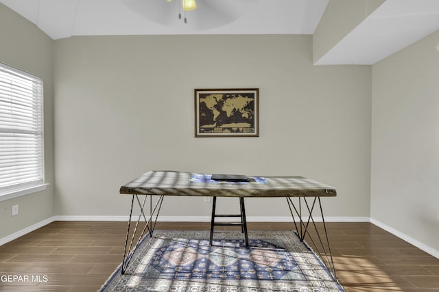 home office featuring ceiling fan and plenty of natural light