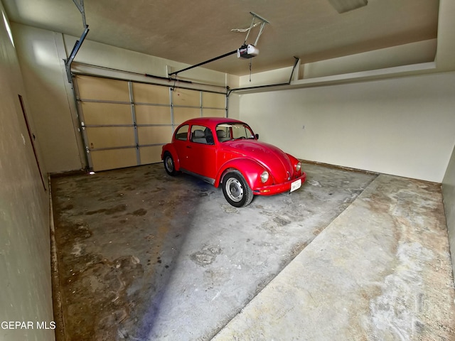 garage with a garage door opener