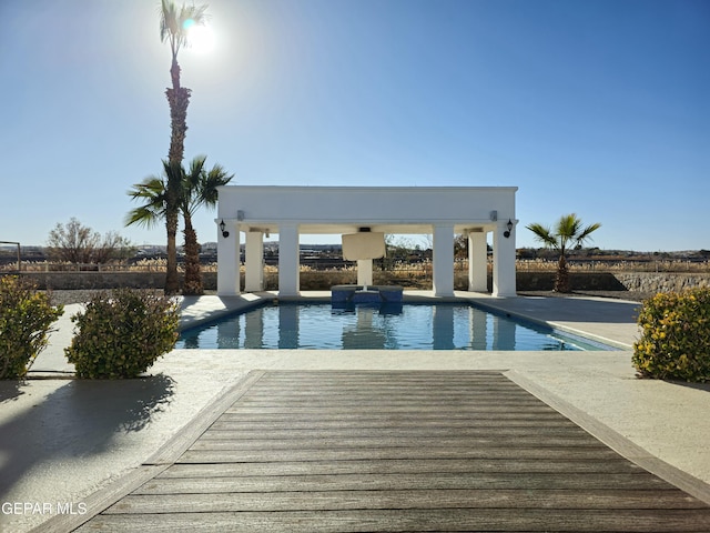 view of swimming pool with a patio