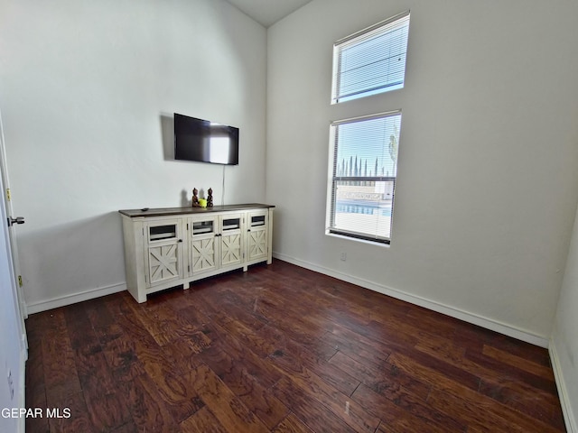 unfurnished living room featuring dark hardwood / wood-style flooring