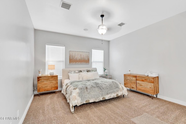 bedroom featuring carpet floors and ceiling fan