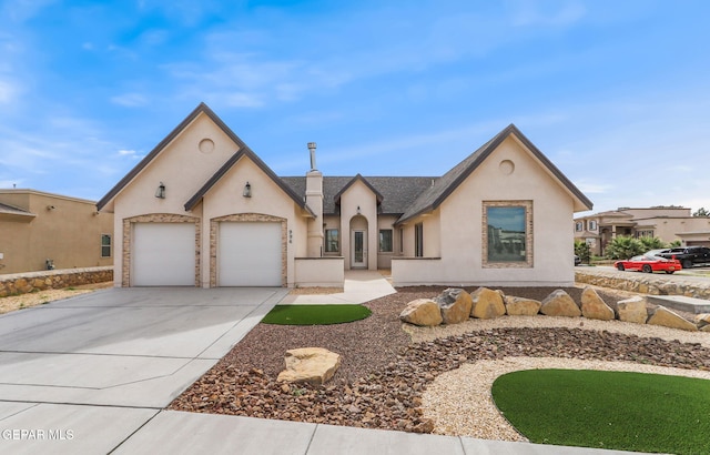 view of front of property with a garage