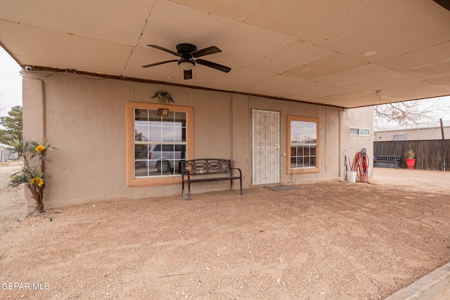 view of patio with ceiling fan