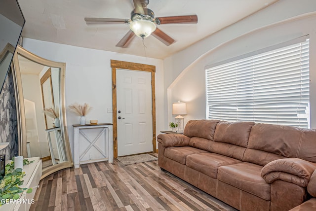 living room featuring light hardwood / wood-style flooring