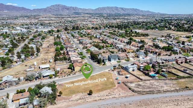 aerial view with a mountain view