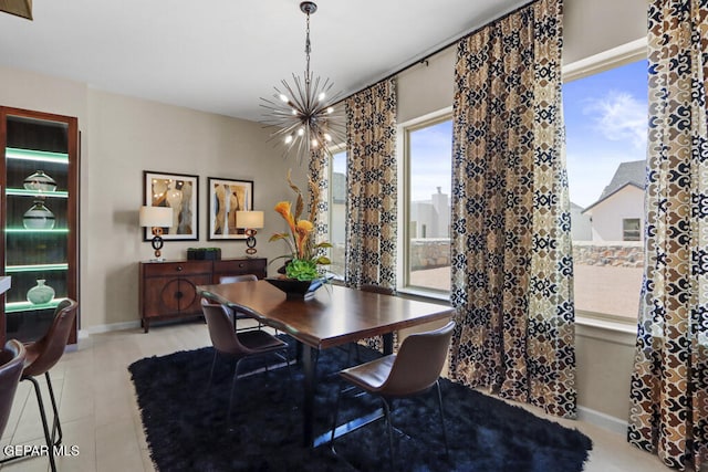 dining room featuring an inviting chandelier