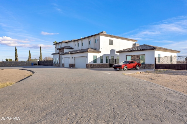 exterior space with a garage