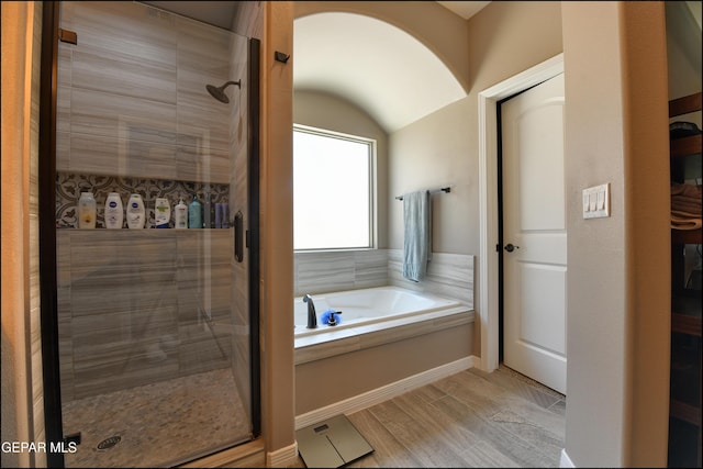 bathroom with plus walk in shower