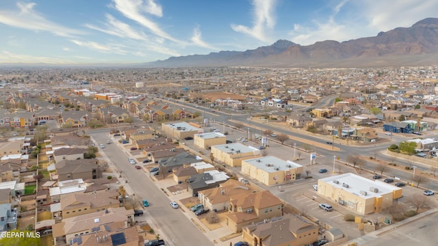 bird's eye view featuring a mountain view and a residential view