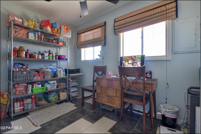 office area featuring ceiling fan