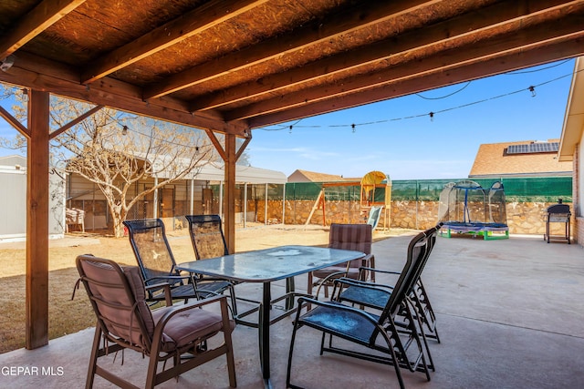 view of patio / terrace featuring a trampoline