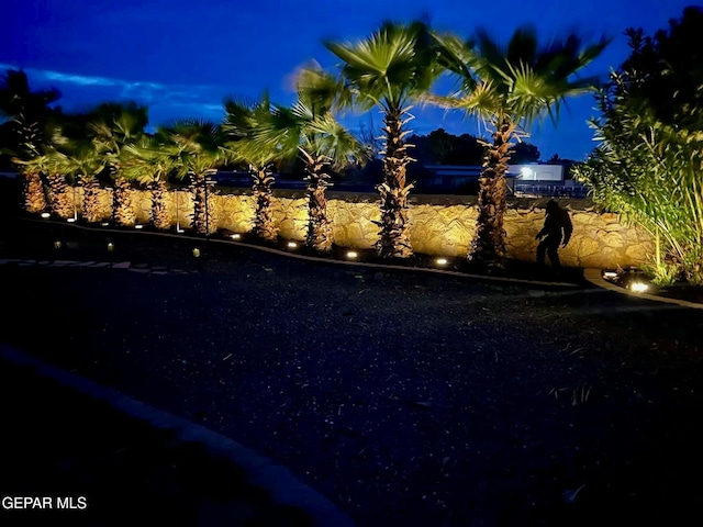 view of yard at twilight