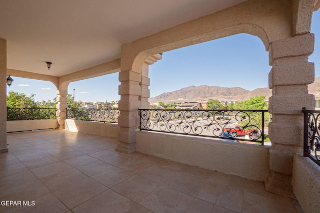 balcony with a mountain view