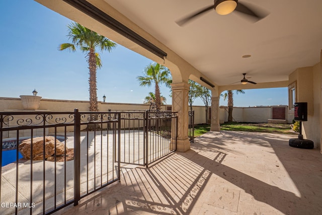 view of patio / terrace with ceiling fan