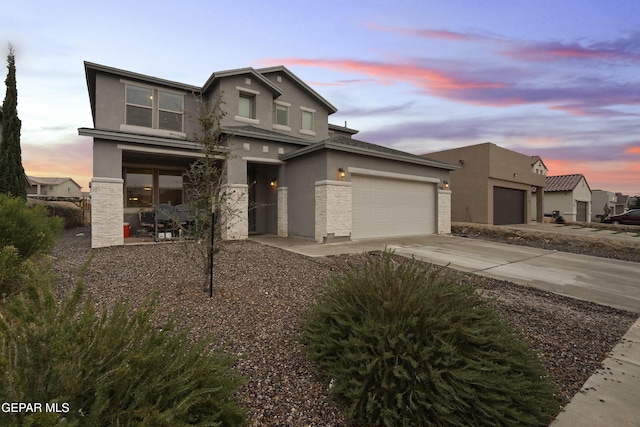 view of front of house with a garage