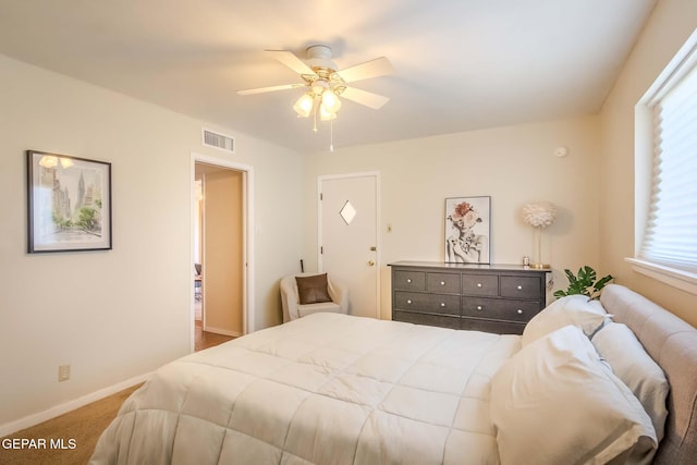 bedroom with carpet and ceiling fan