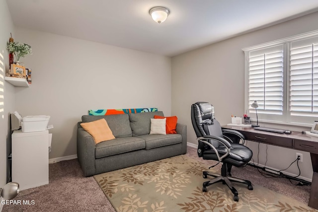 office area with light colored carpet