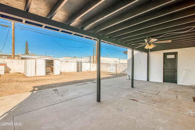 view of patio with ceiling fan