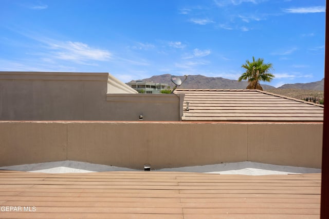 view of patio with a mountain view